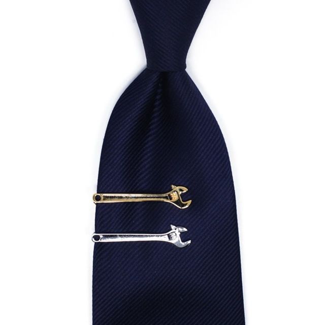 Men's Fashion Silver Gold Wrench Tie Clip Handyman Spanner M