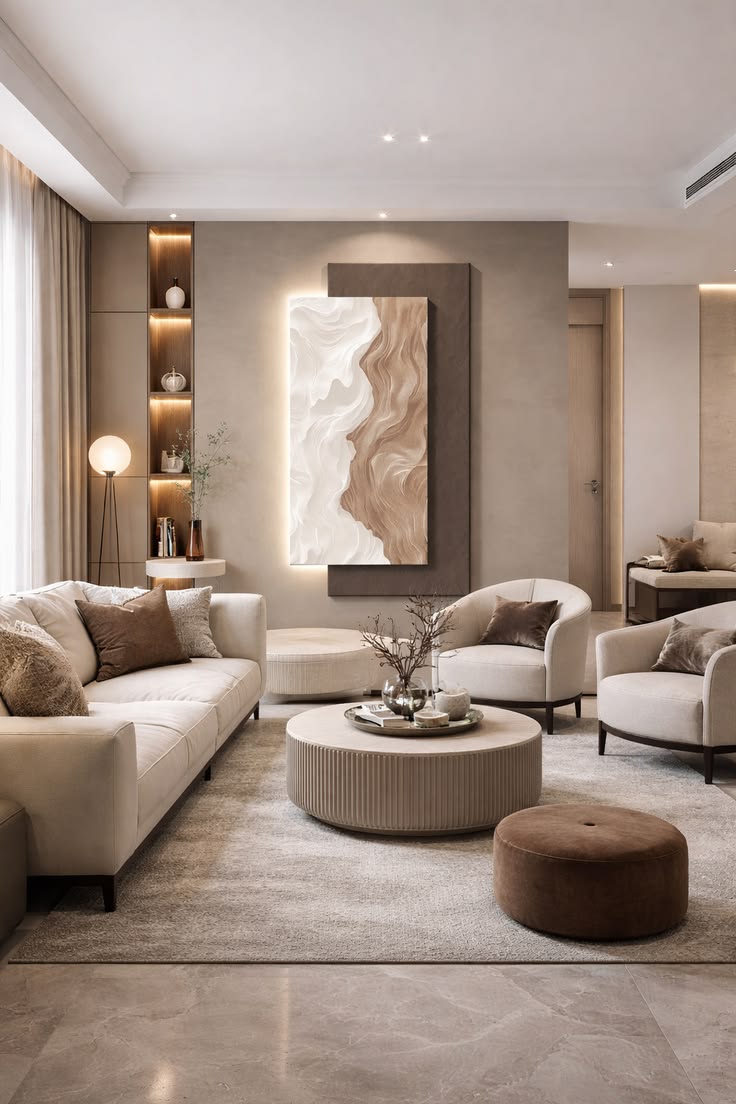 Discover a stunning modern living room design featuring a ne