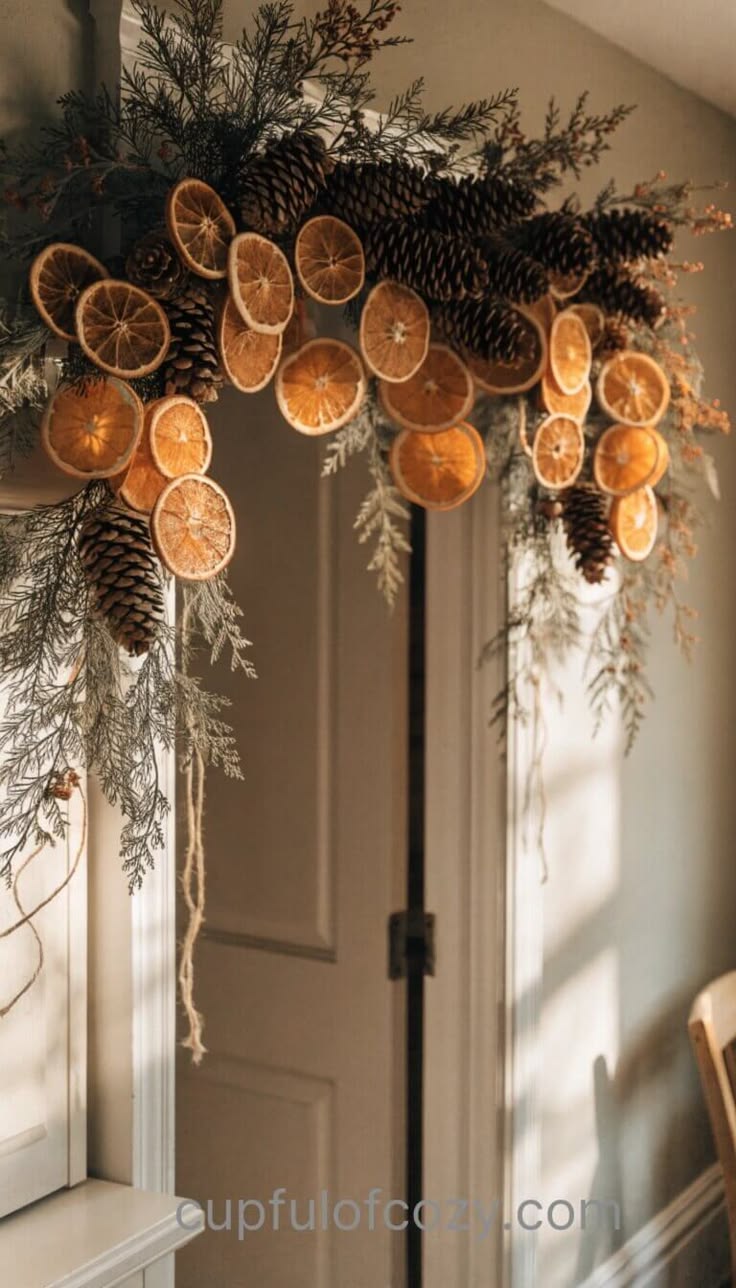 14 Rustic Farmhouse Fall Wall Decor Ideas with Dried Orange 