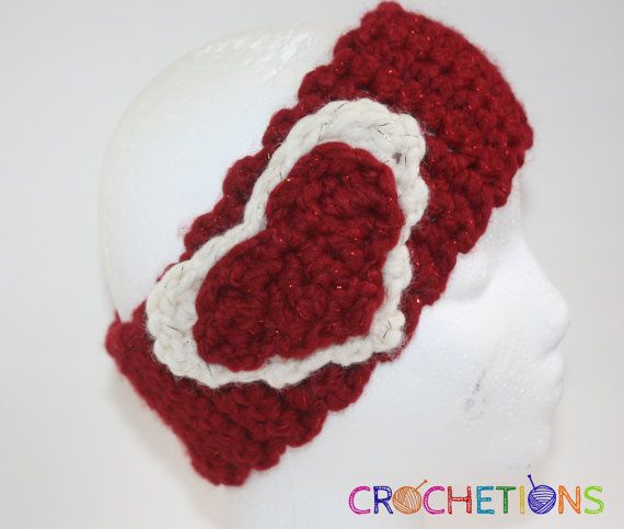 Valentine Headband / Earwarmer Headwrap by CrochetionsbyShel