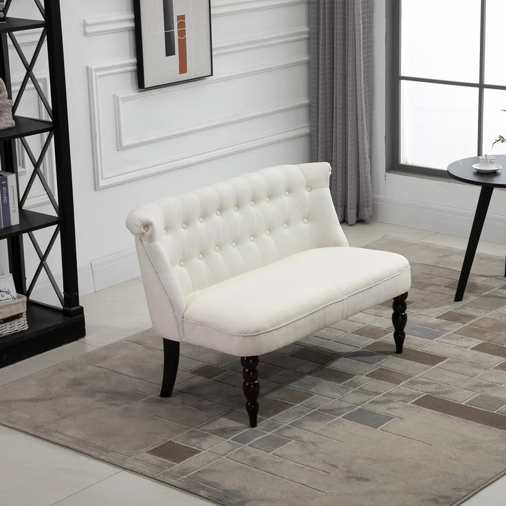 #ad Premium Armless Fabric Loveseat Double Seat Sofa Tufted 