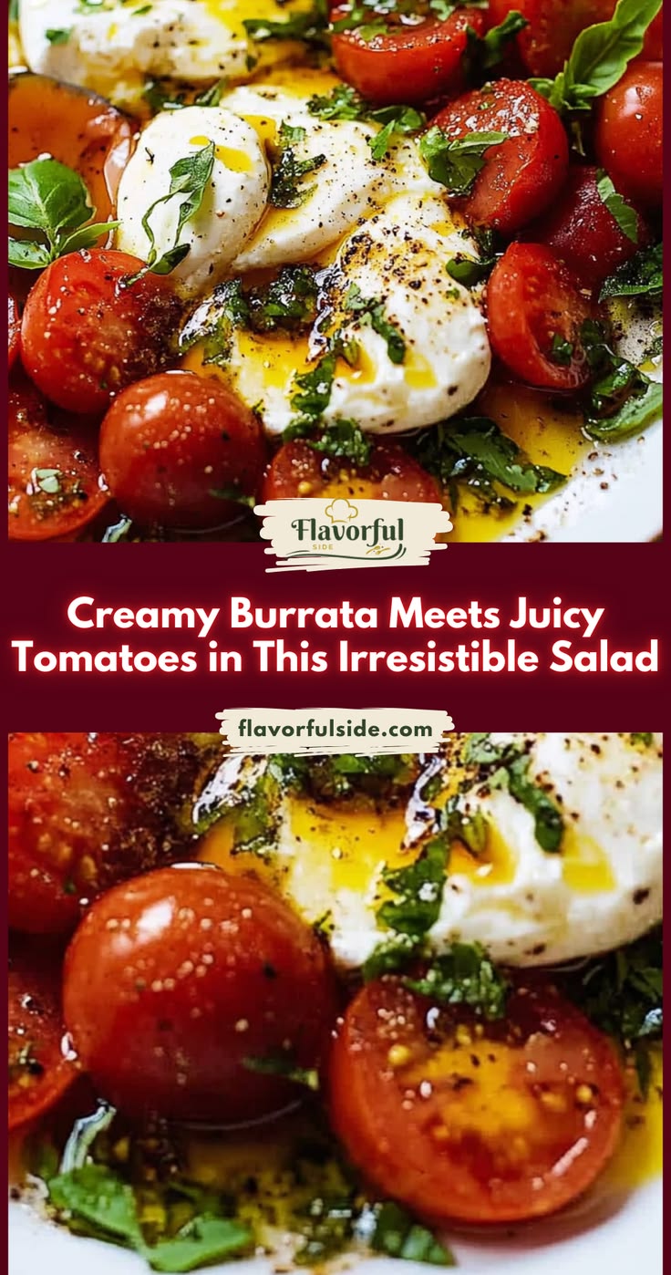 This burrata tomato salad is fresh, creamy, and full of summ