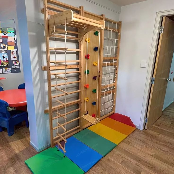 9 in 1 Indoor Climbing Frame Kids Adult Indoor Gym Wood Swed