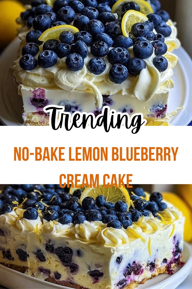 🍋 No Bake lemon blueberry dessert idea 🍓
