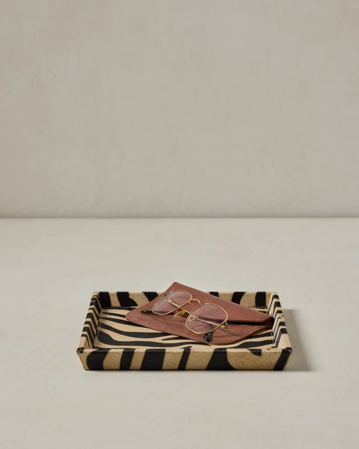 Mara Tray, Zebra Hair on Hide 9W x 0.75H x 9D