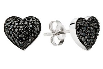 Black Diamond Heart Earrings 1/4 ct. tw In 14K White Gold