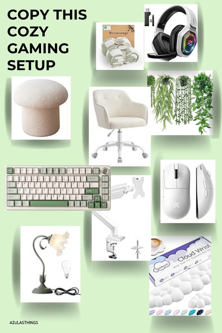 Looking for cozy gaming setup ideas? 🌿 Recreate this green g