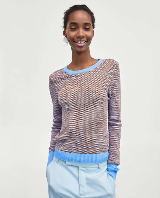 Image 2 of TWO-TONE STRIPED SWEATER from Zara
