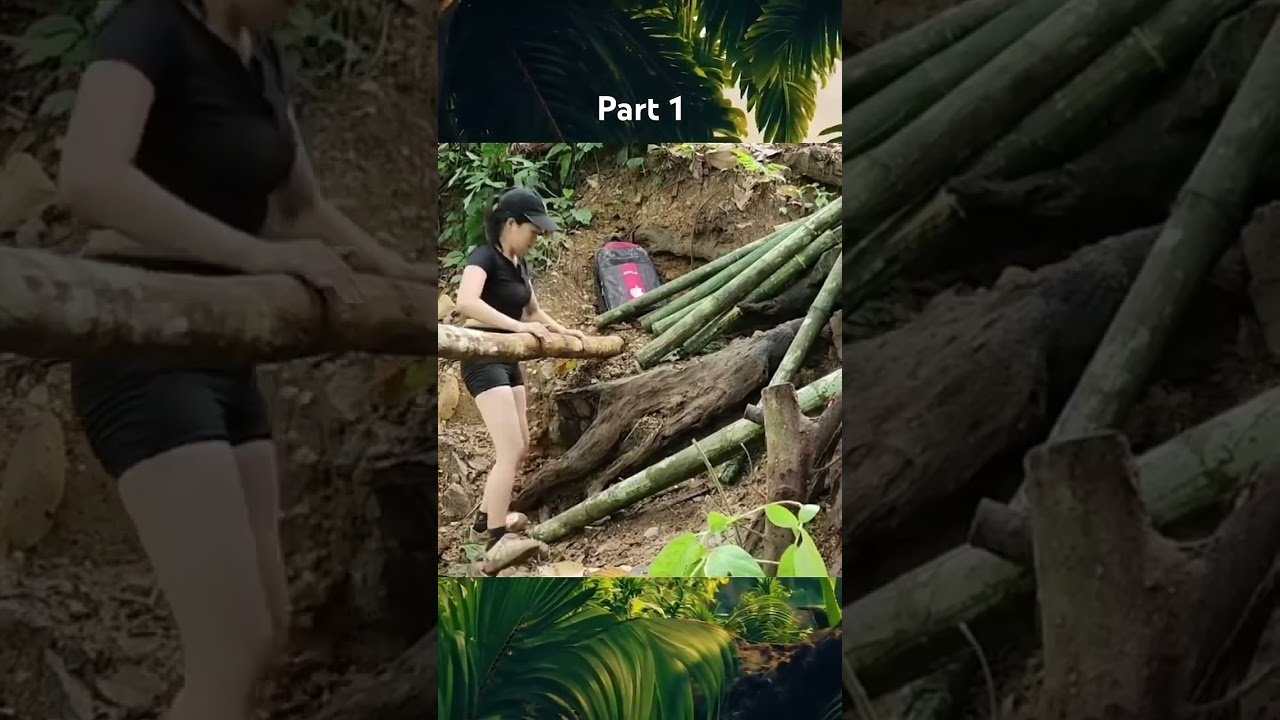 Building tree house #wood #bushcraft #shelter #building #primitive #woodworking #diy #design #viral