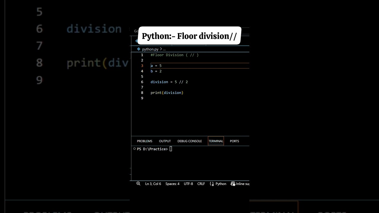 "How to use Floor Division in Python | Python" // Operator Explained with Examples #shorts #python