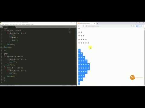 PHP For Beginners: Printing a pyramid pattern using nested FOR loops