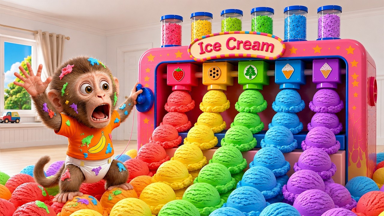 Ice Cream Floods The House | Ice Cream Song with Baby Monkey | Nursery Rhymes & Kids Songs