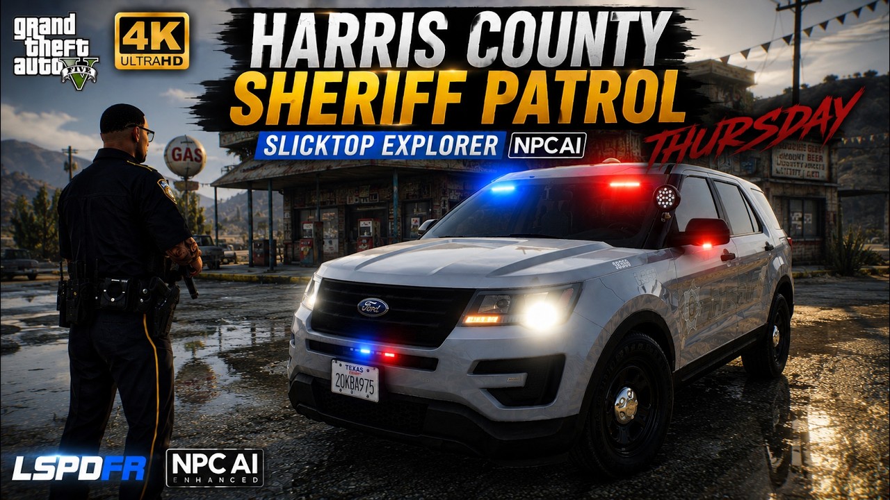 GTA 5 LSPDFR – Harris County Sheriff Slicktop Explorer Patrol | NPC AI 4K