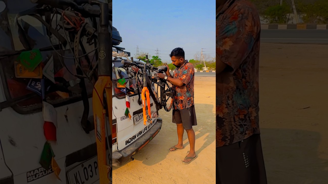 Cycle 🚲 निकाल दिया  #caravan #travelingdesi #desitraveler #vanlife #vanlifeindia #camping #shorts