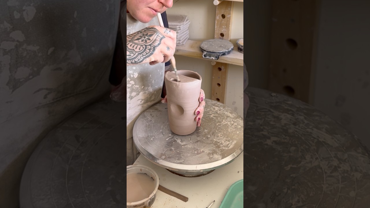 Working on lots of to-go cups #pottery #ceramics #togocup #handmdepottery #relaxing