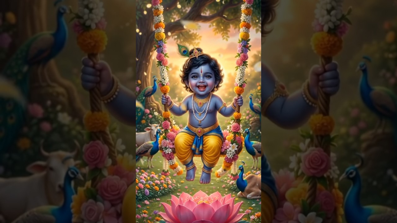 नटखट कान्हा की प्यारी मुस्कान 😍🦚 | Little Krishna AI Video | Radhe Radhe ❤️#krishna #krishnastatus