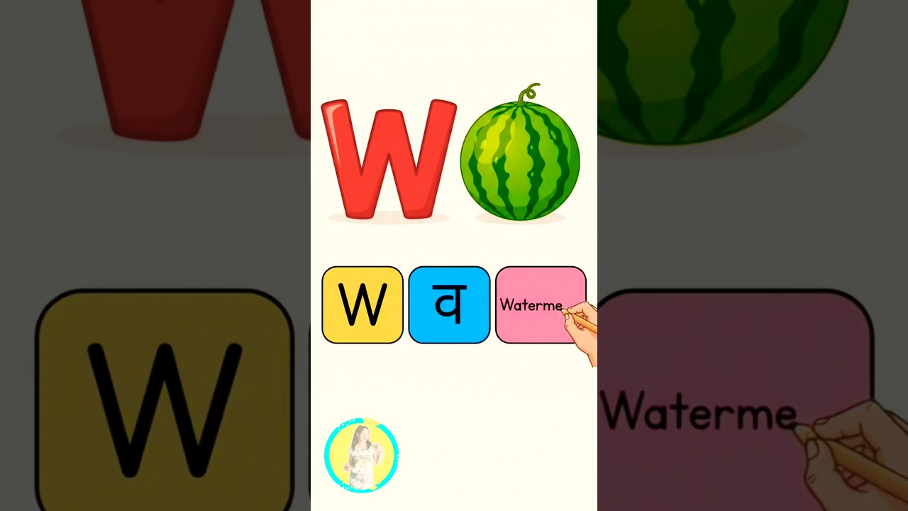 W for Watermelon 🍉 | W व Watermelon | ABC Learning for Kids #Shorts