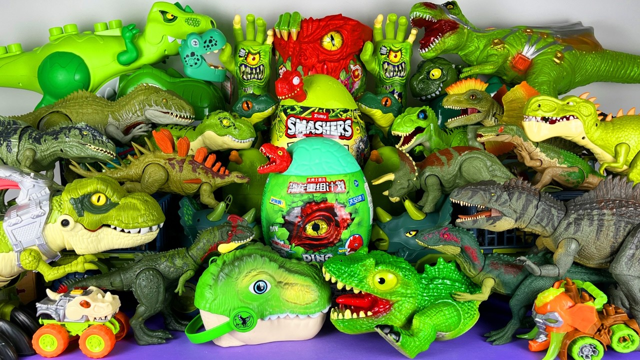 Jurassic World Unboxing Review Asmr Colorful Dinosaur T-rex Giganotosaurus Raptor Spino ZURU Eggs