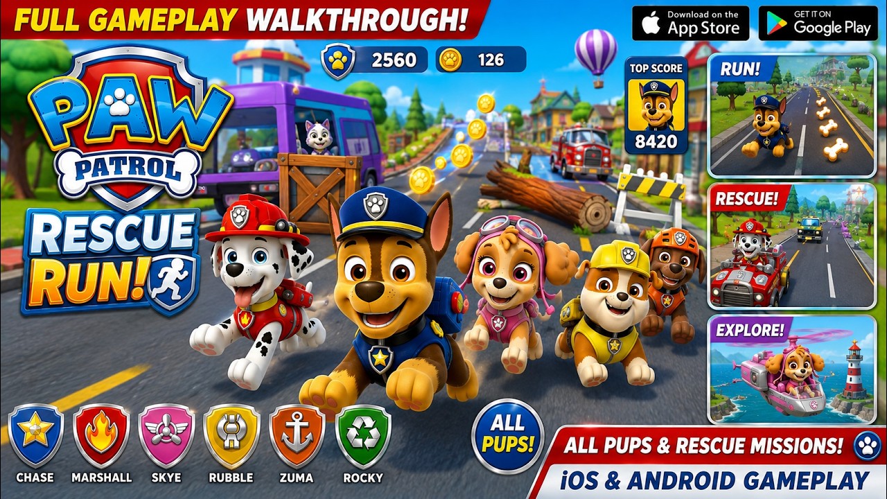 PAW Patrol Rescue Run Gameplay | All Pups & Rescue Missions | iOS & Android Walkthrough