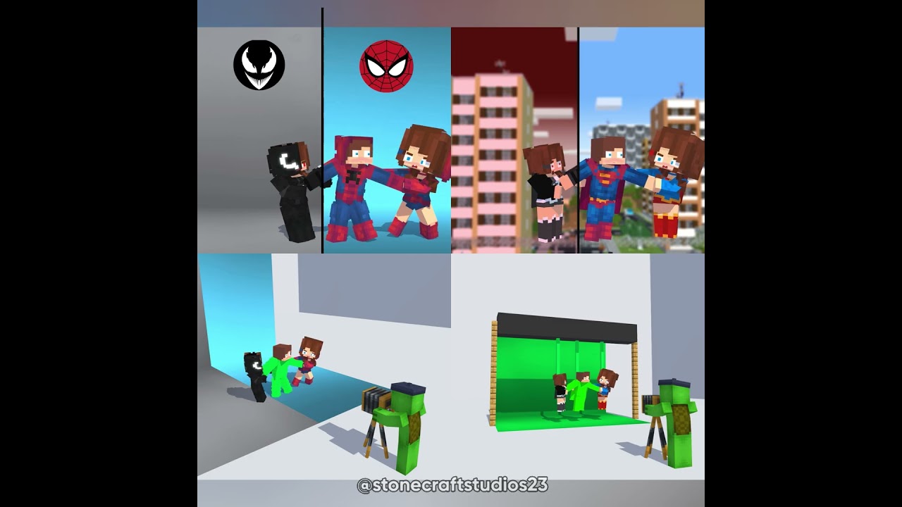 1 or 2:Camera POV Super Jj force to Choose🕷️🦸‍♀️🎥 -Minecraft Short Animation #trending #shorts