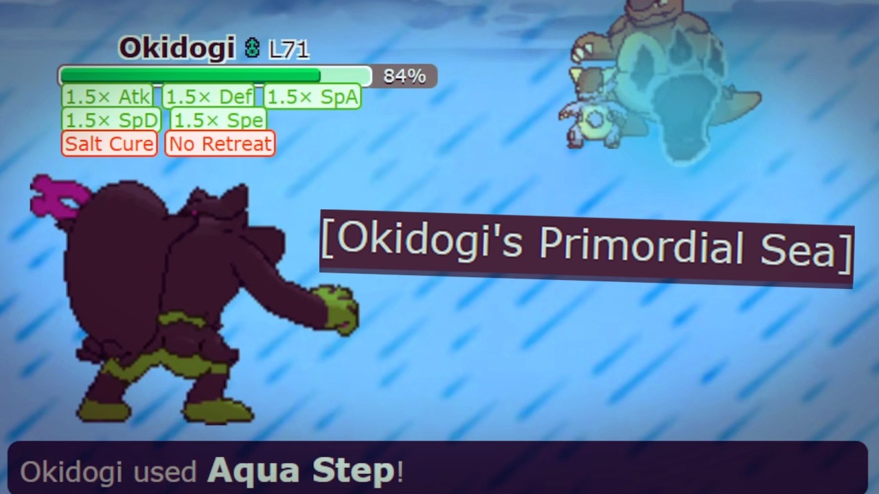 Okidogi larps as a water type and sweeps instantly