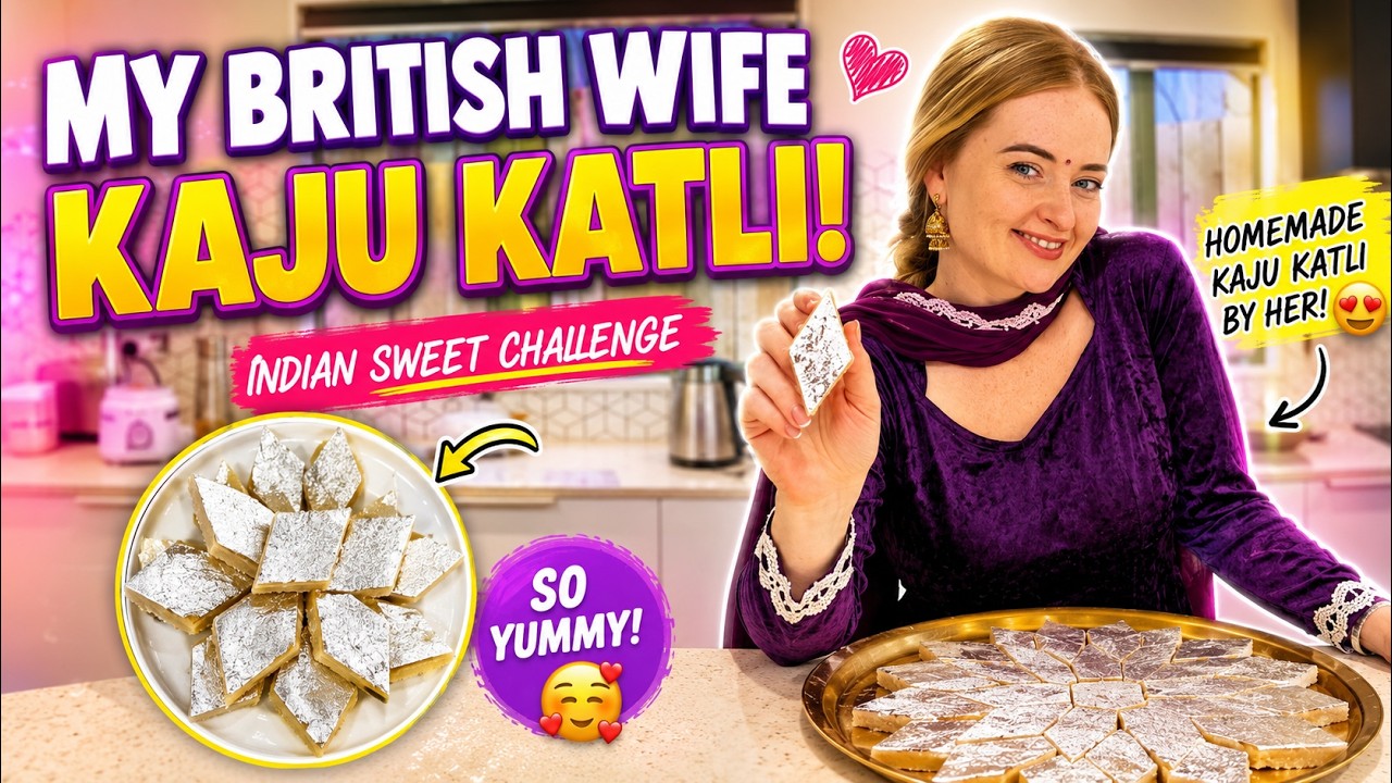 My BRITISH Wife Tries Making Indian Kaju Katli! 🇮🇳 *YUMMY*