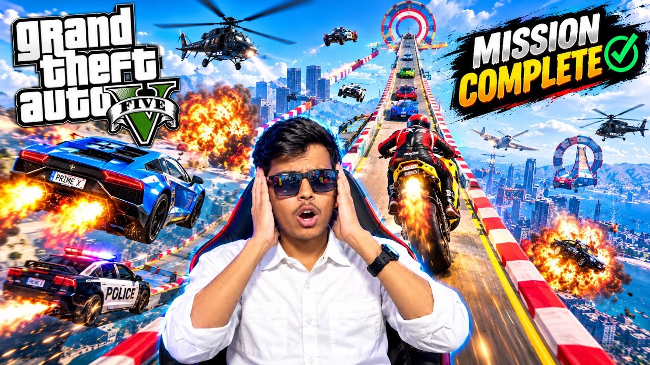 😱 GTA 5 Impossible Ramp Challenge 🔥 Bike Stunt Mission Complete! 🚀 | GTA 5 Gameplay