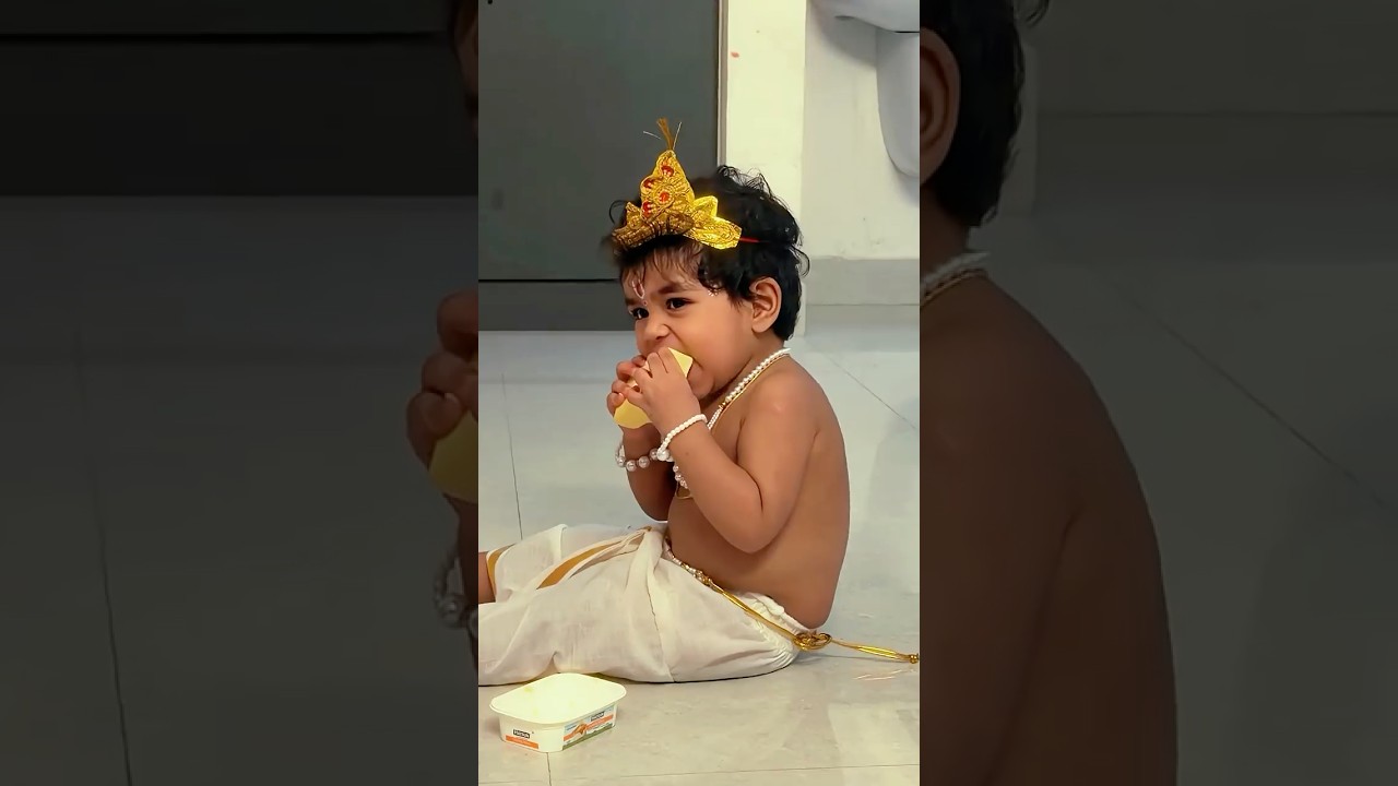 எங்க வீட்டு Cute Krishna 🌸✨ ISHA 🦚🪈🌸✨ #shorts #cutebaby #krishnajeyanthi #familytime