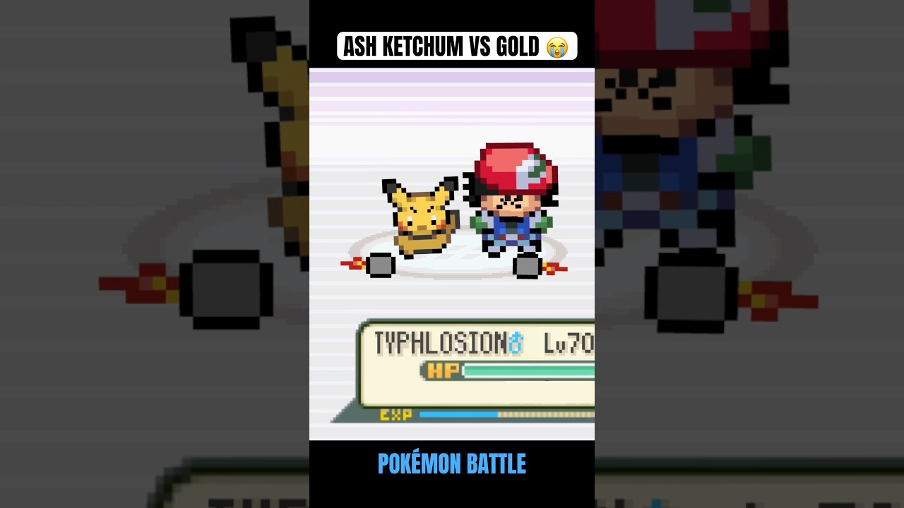 Ash Ketchum vs Gold Pokemon battle 😭 #pokemon #shorts