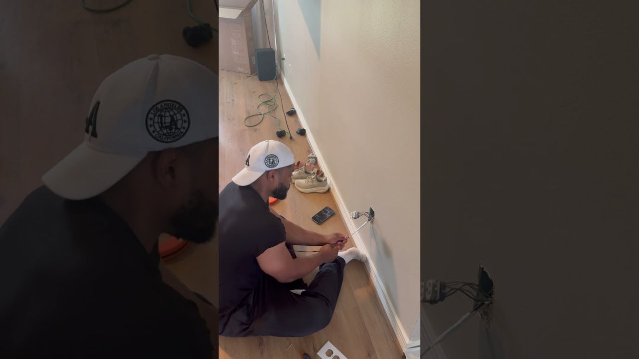 How to add an outlet to the fireplace for a frame tv #fyp #install #tv #tvmounting #entertainment