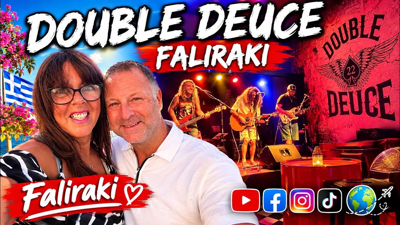 WE FOUND FALIRAKI’S ROCKIEST BAR! 🎸🔥 | Double Deuce Live Band, Rhodes Greece 🇬🇷 