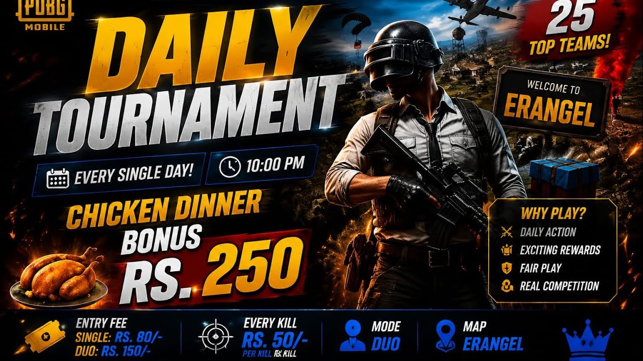 PUBG MOBILE DAILY TOURNAMENT GAMEPLAY  W.M.H ESPORTS CUSTOM ROOM | 25 TEAMS LIVE FIGHT 