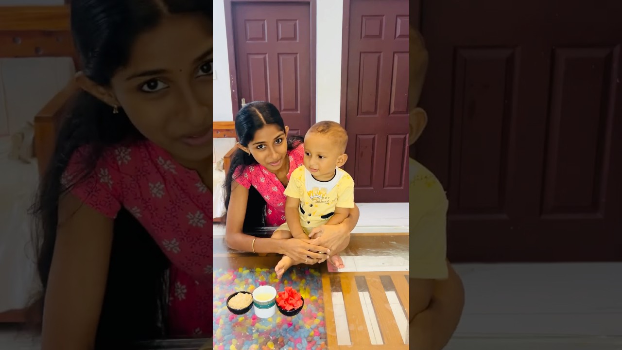 Cooking with my vedhu😉watermelon oats smoothie #viral #trending #cutebaby #shorts #youtubeshorts