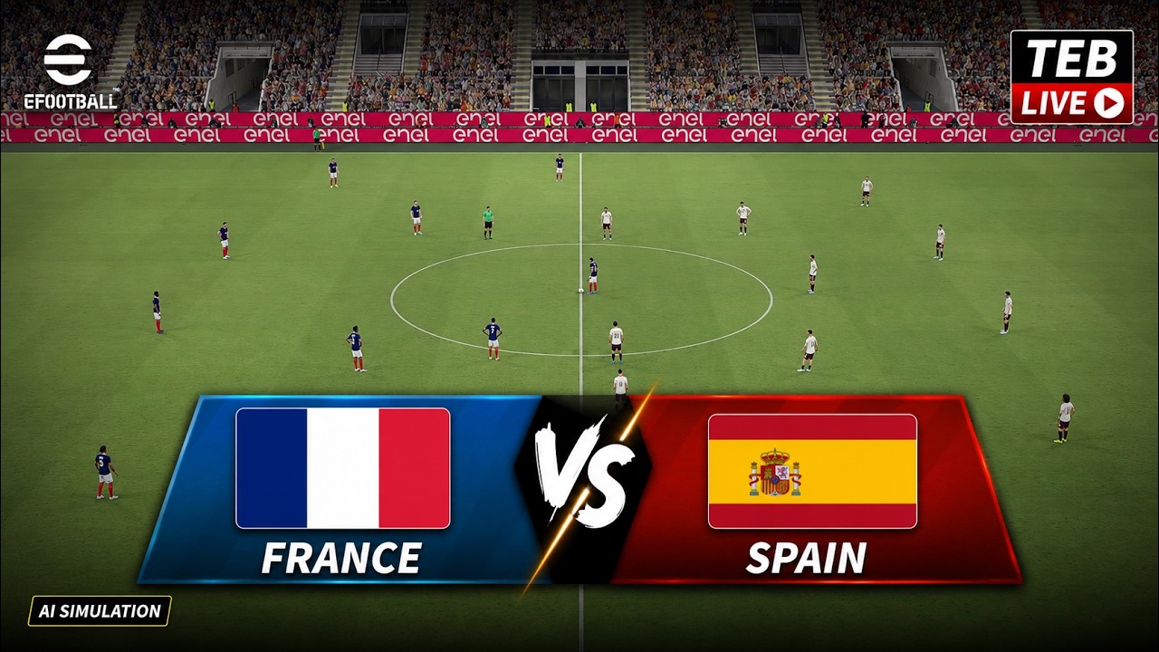 🔴Live: France vs Spain I eFootball AI Video Game Simulation I 15 July 2026