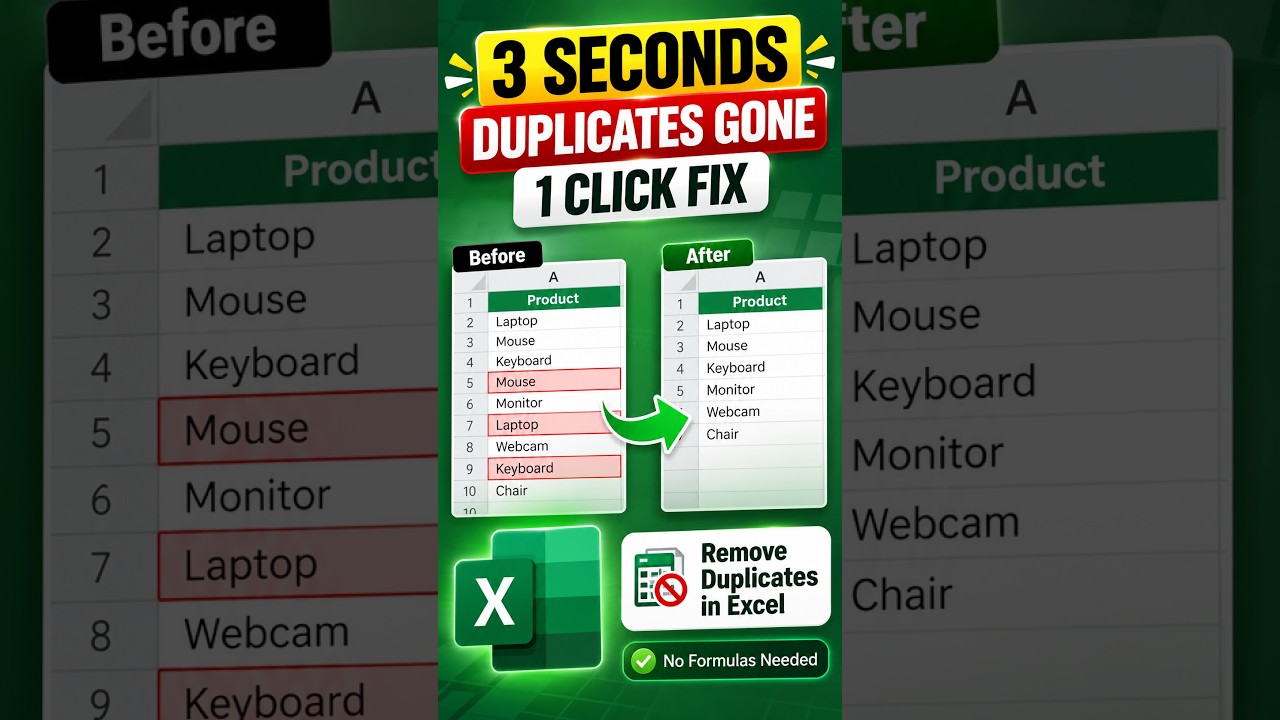 Remove Duplicates in Excel in 3 SECONDS ⚡