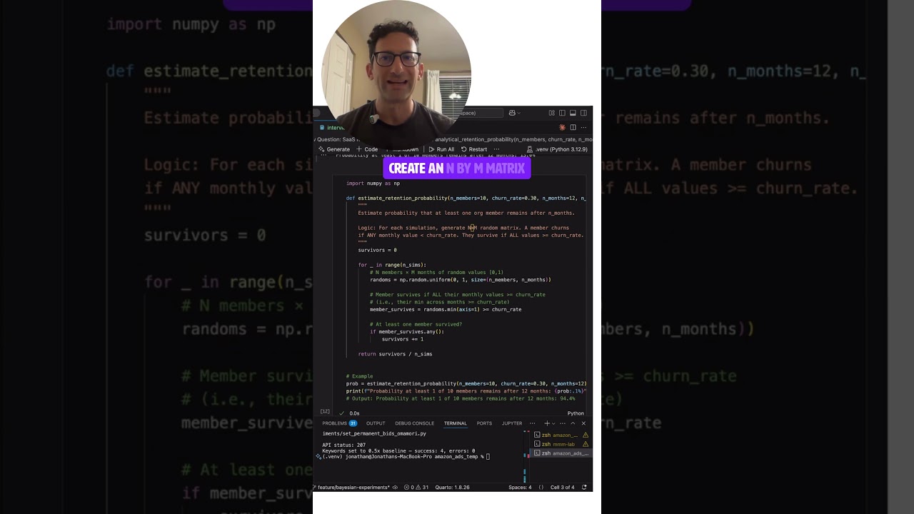 $500k Staff Data Scientist Interview Problem: Probability and Python Coding