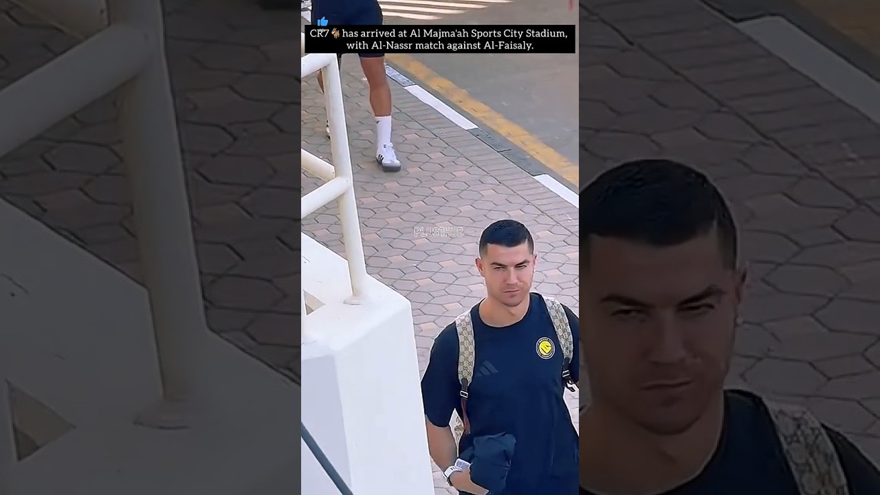 Cristiano Ronaldo Stadium Arrival Today! 🐐🔥 | CR7 Arrives at Al-Majma'ah Stadium 💛💙 #Shorts