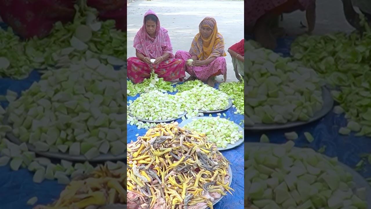 CUTTING Kohlrabi Vegetable to Cook with Chicken #aroundmebd #food #youtubevillage #kopi #chiken