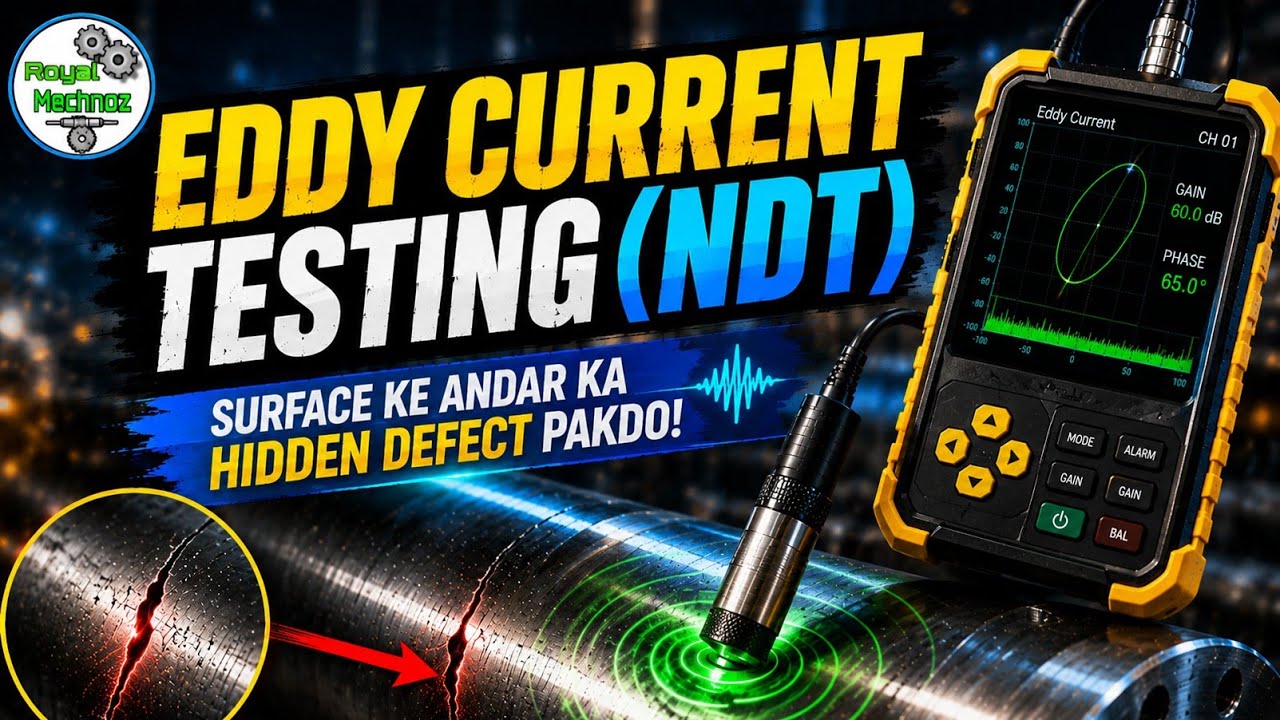 Eddy Current Testing (ECT) in हिंदी || Non destructive testing || NDT || @RoyalMechnoz
