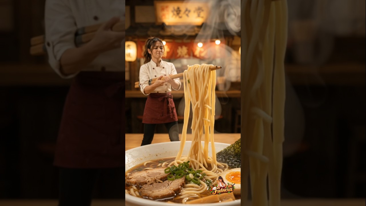 Tiny Chef Pulls a Giant Ramen Noodle! 🍜🔥 #Shorts #ASMR