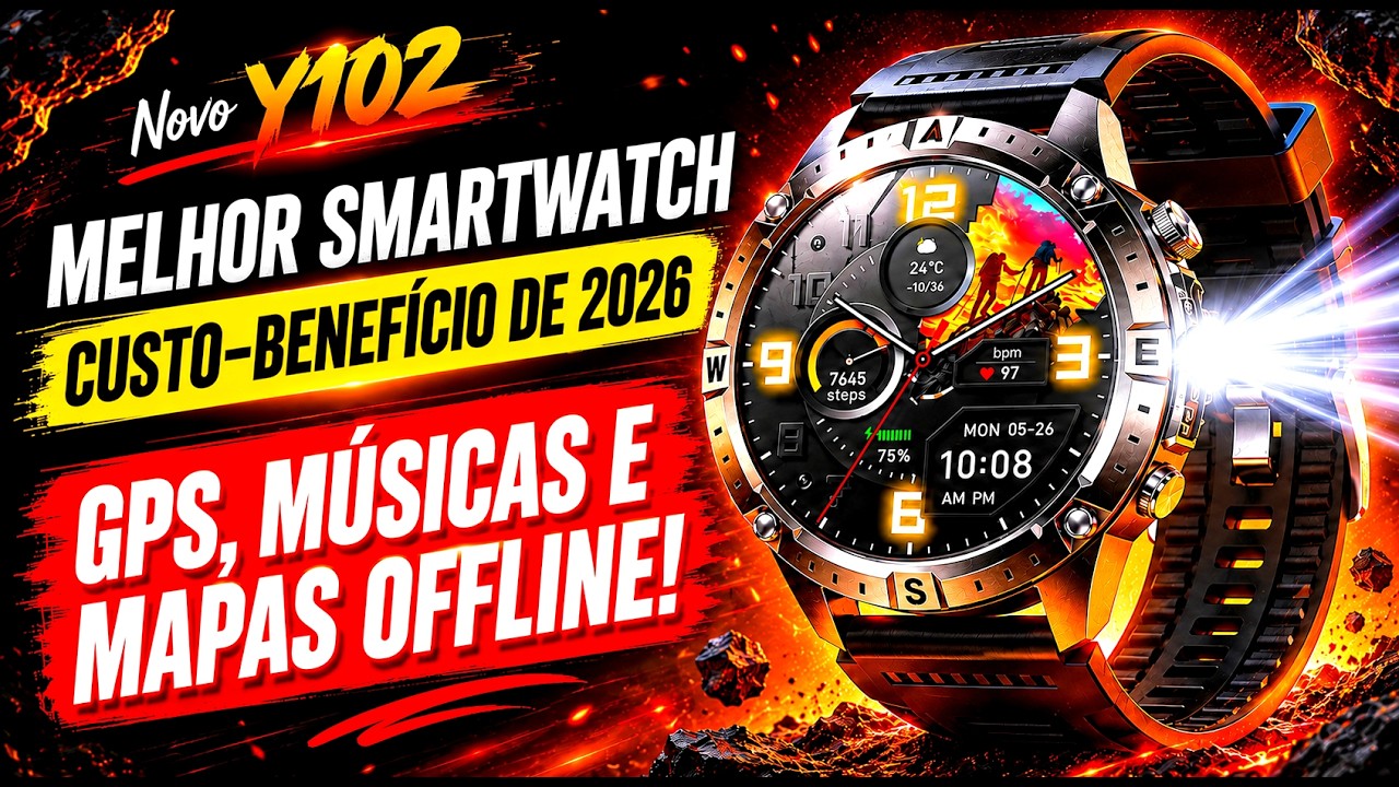 NOVO Y102: SMARTWATCH com GPS, MÚSICAS e MAPAS OFFLINE por R$300?!