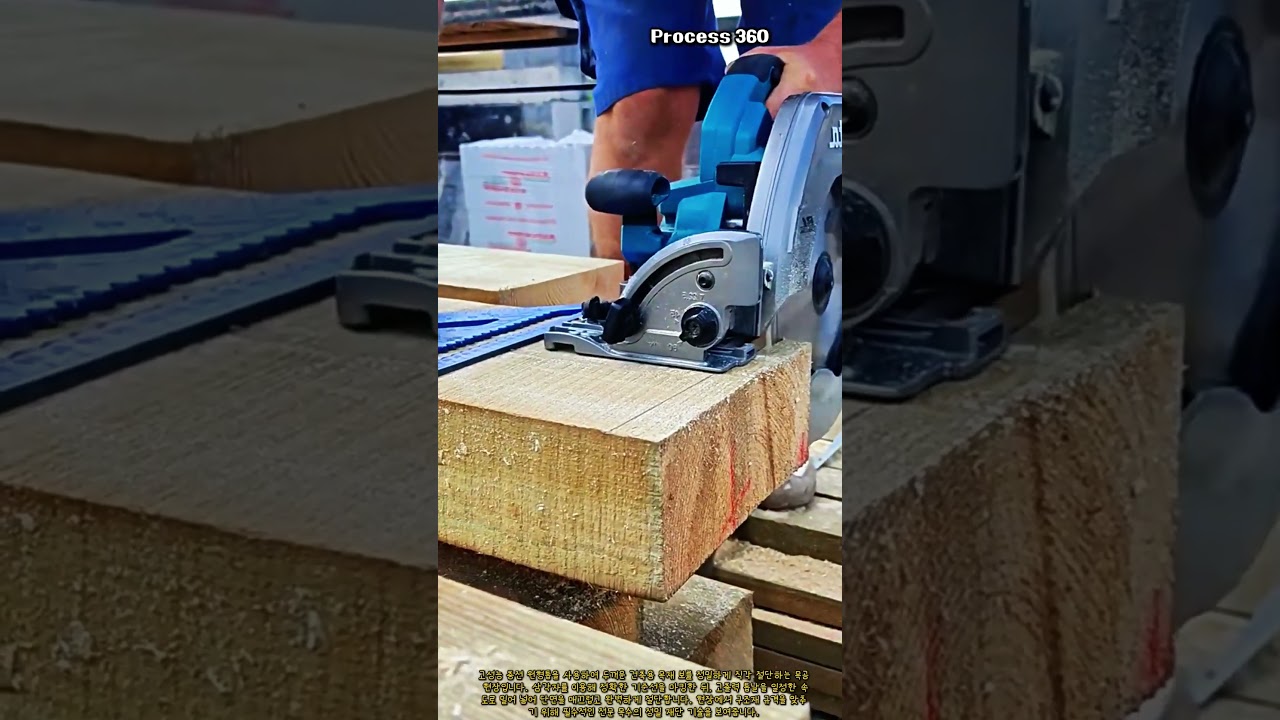 목조 건축용 대형 각재 정밀 재단 현장 #worker #process #makita #timber #construction