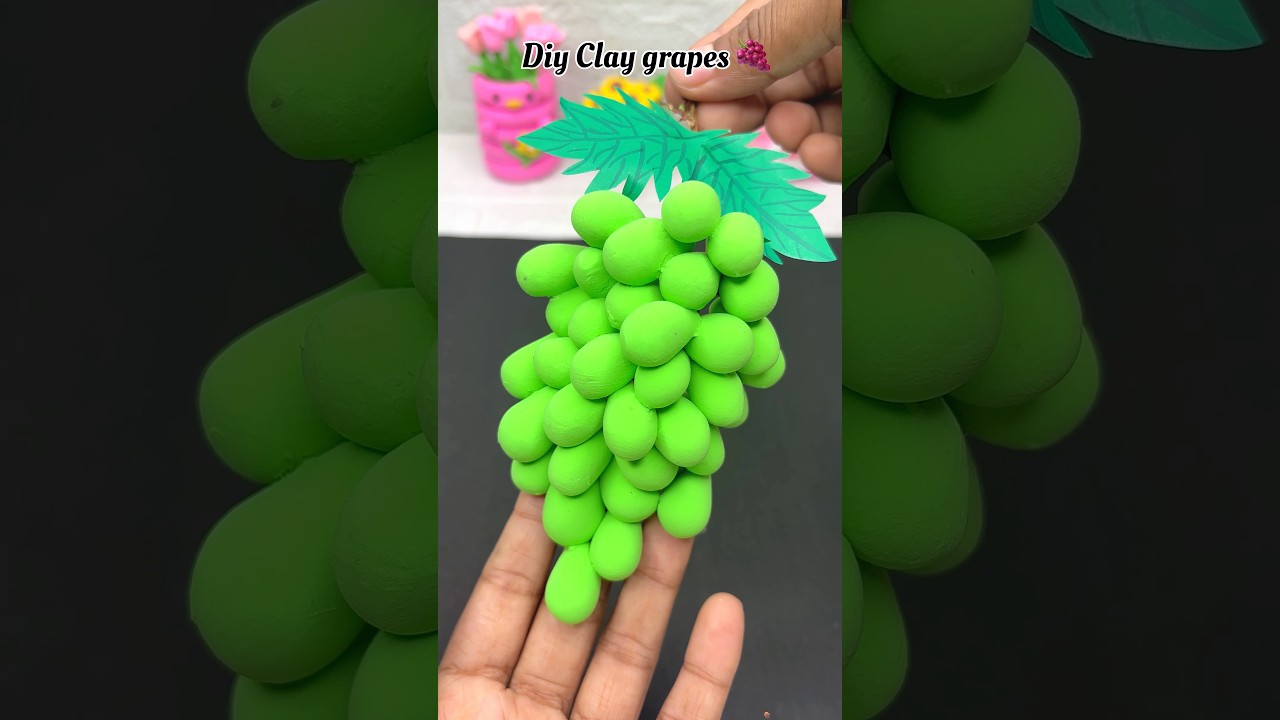 DIY Realistic Grapes Craft for Kids 🍇#diy #craft #fruits #handmade #clayart #viralshorts #trending