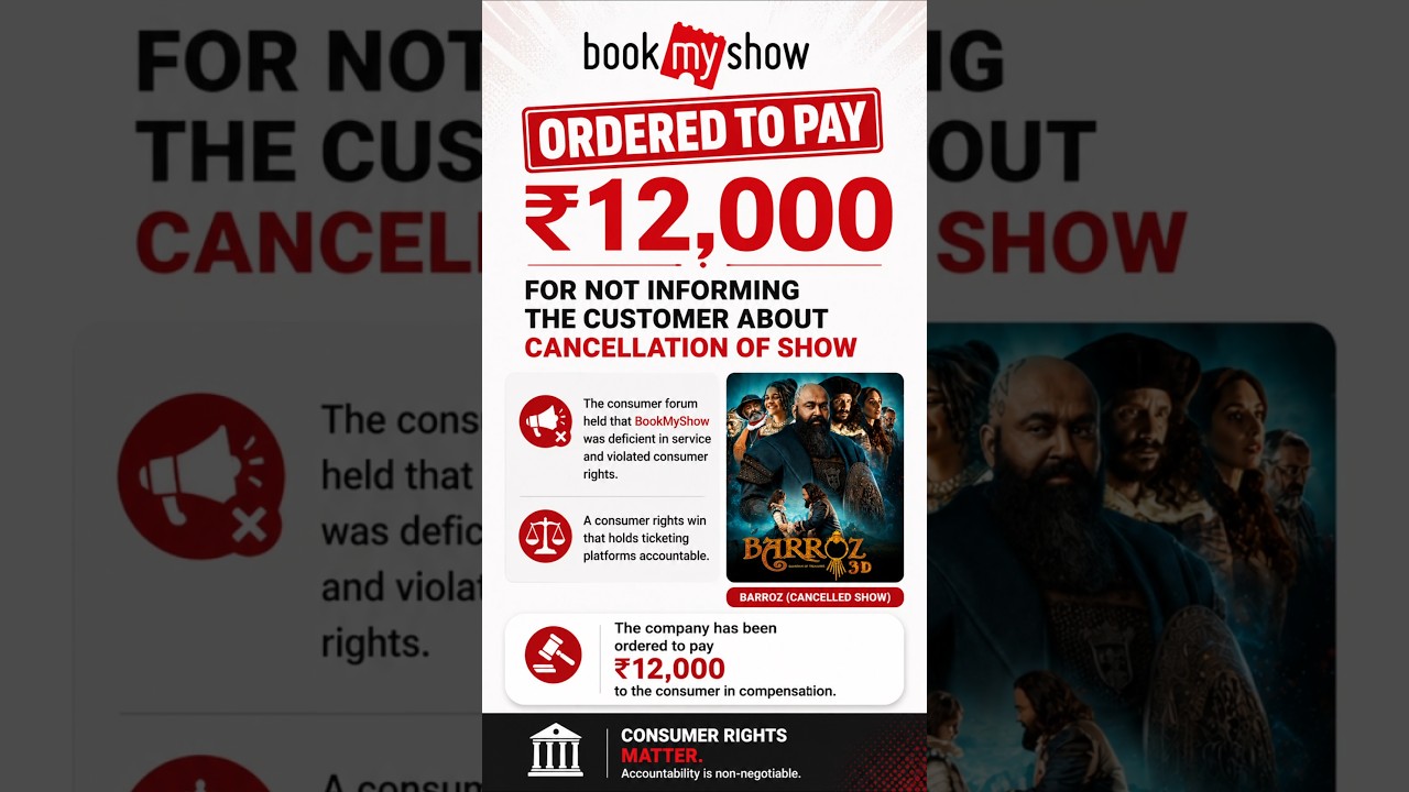 BMS ordered to pay  ₹12000/_ #shortsfeed #legalawareness #storytime #bookmyshow