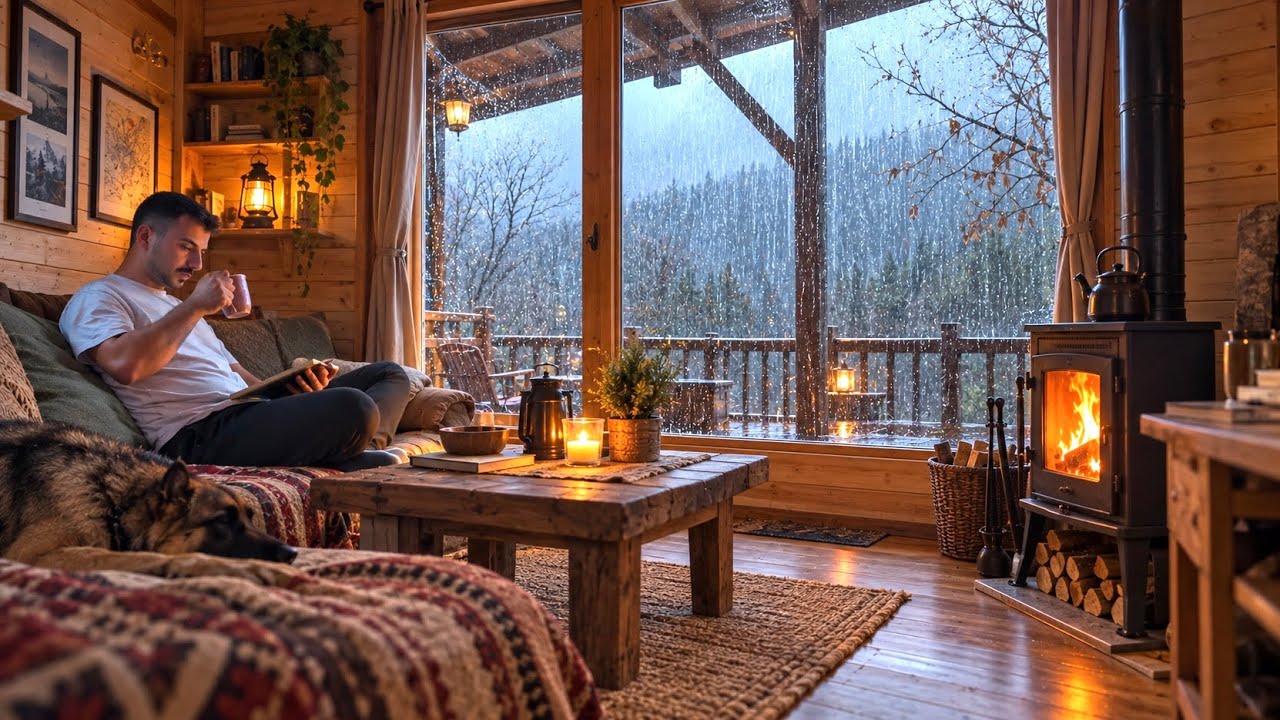 Alone in My Wooden House on a Rainy Winter Day
