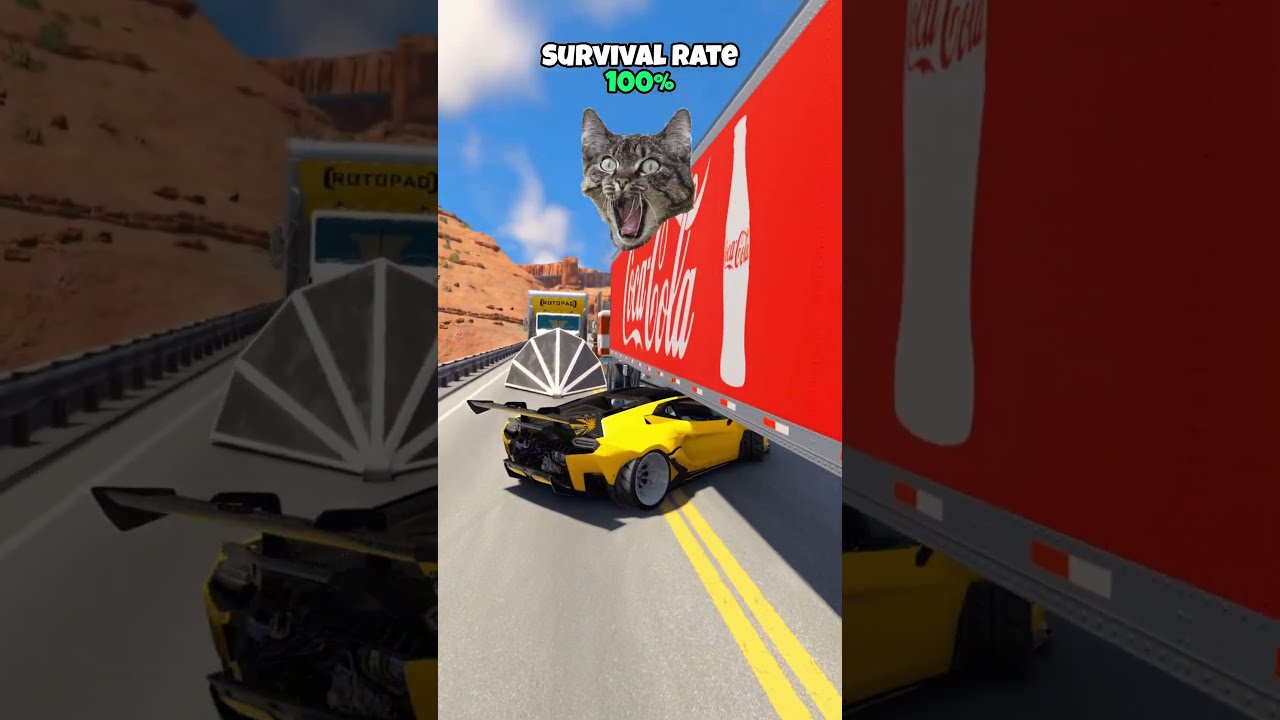 Which car overtakes the truck and survives? #beamng #beamngdrive #game #gaming #car #cars