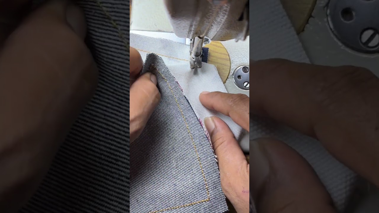 Mencoba membuat jahitan sudut sedikit oval
