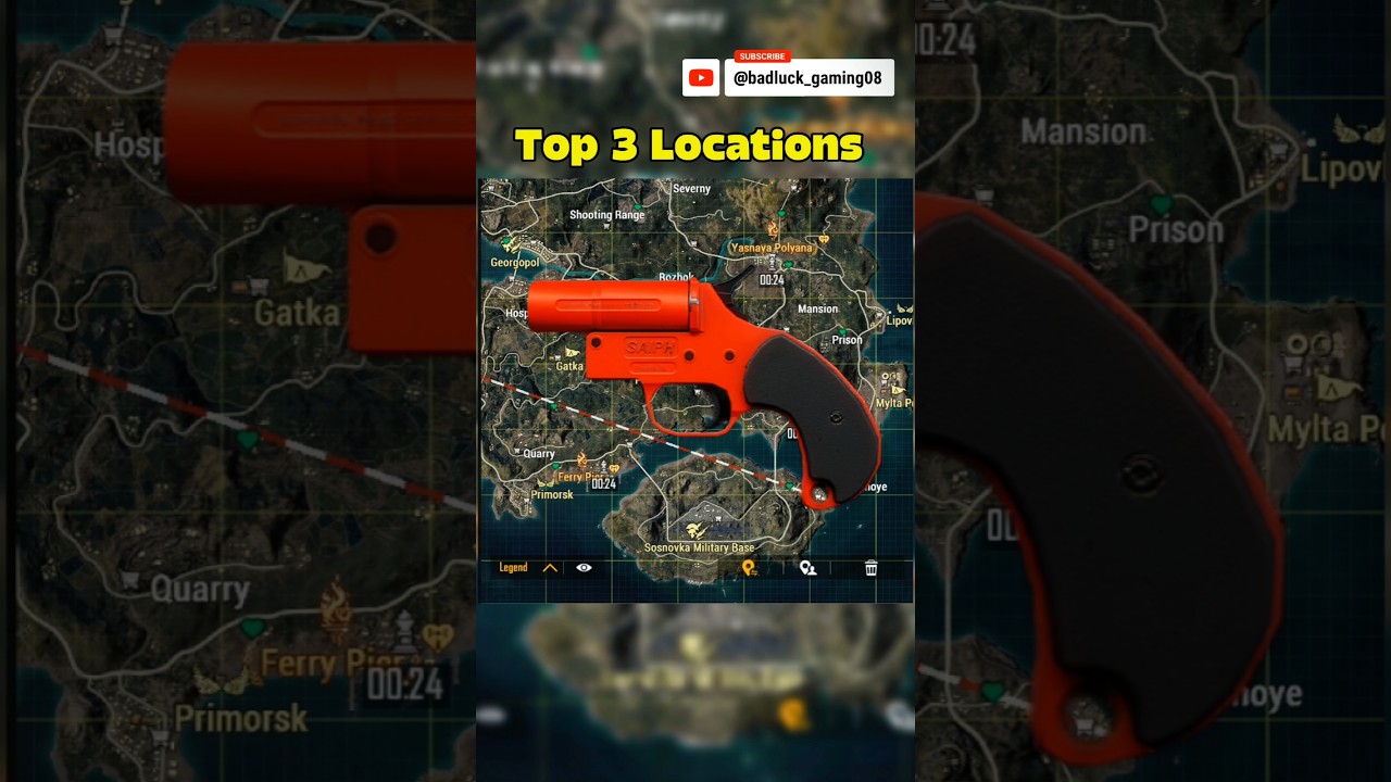 BGMI Erangle Map Top 3 Locations To Get Flare Gun✅#bgmi #pubgmobile #tipsandtricks #esports #shorts