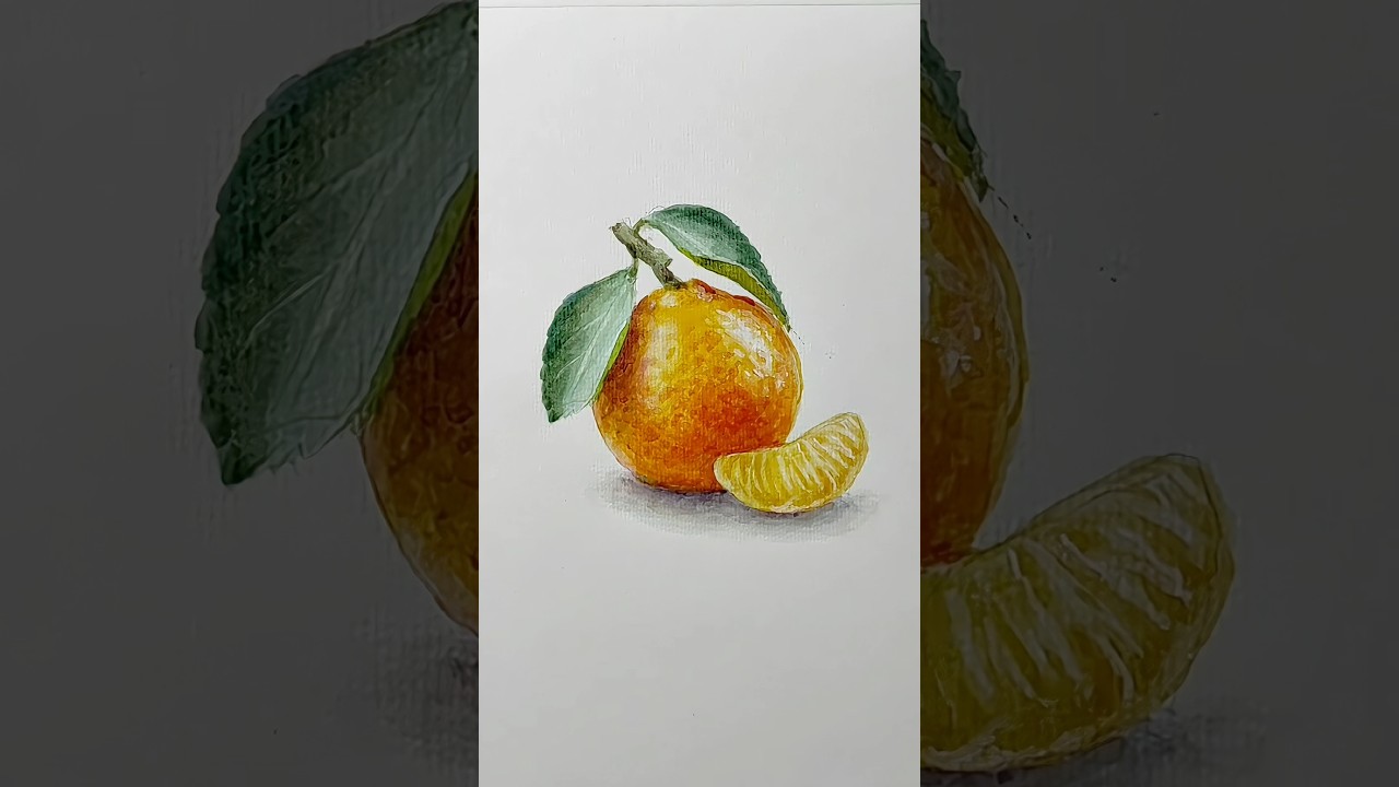 Мандарин детской акварелью #art #художник