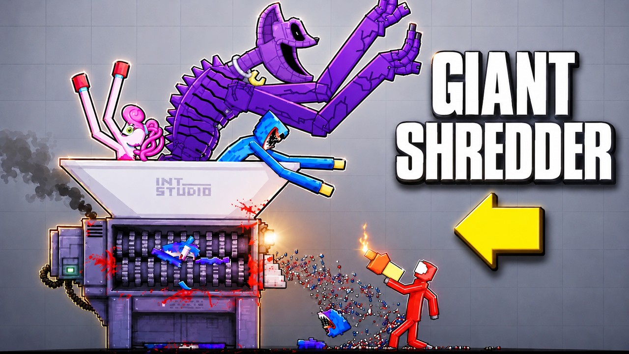 New GIANT SHREDDER ! vs Poppy Playtime BOSS 1 - 3 l People Playground